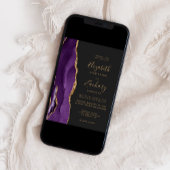 Moderne Lila Gold Agate Dark Wedding Einladung