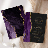 Moderne Lila Gold Agate Dark Wedding Einladung