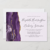 Moderne Lila Gold Agate Lavender Wedding Einladung (Vorderseite)