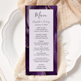 Moderne Lila Gold Agate Lavender Wedding Menükarte