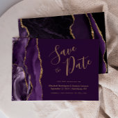 Moderne Lila Gold Agate Plum Save the Date Card