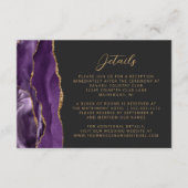 Moderne Lila Gold Agate Slate Wedding Details Begleitkarte (Vorderseite)