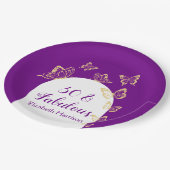 Moderne Lila Goldbarren zum Geburtstag Pappteller (Schrägansicht)