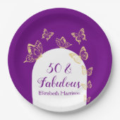 Moderne Lila Goldbarren zum Geburtstag Pappteller (Vorderseite)