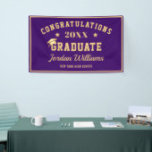 Moderne Lila Golden 2024 Graduation Party Banner (Messeveranstaltung)