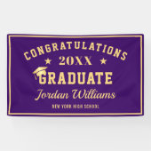 Moderne Lila Golden 2024 Graduation Party Banner (Horizontal)