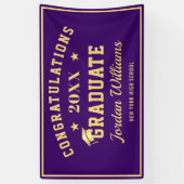 Moderne Lila Golden 2024 Graduation Party Banner (Vertikal)