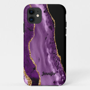 Moderne lila-goldene Achat-Kristall-Personalisieru Case-Mate iPhone Hülle