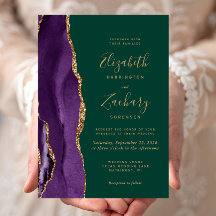 Moderne Lila goldene Agate Emerald Green Wedding