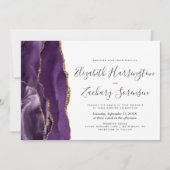 Moderne Lila Goldene Agate-Hochzeitseinladung Einladung (Vorderseite)