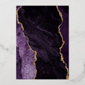 Moderne Lila Goldene Tor-Aquamarine Hochzeit Folieneinladung (Rückseite)