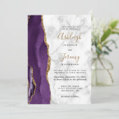 Moderne Lila Goldmarmorhochzeit Einladung (Stehend Vorderseite)