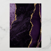Moderne Lila Goldmarmorhochzeit Folieneinladung (Rückseite)
