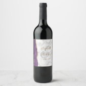 Moderne Lila Goldmarmorhochzeit Weinetikett (Vorderseite)