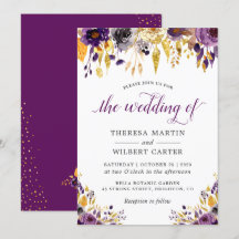 Moderne Lila Goldmedaille-Glitzer Blumenhochzeit