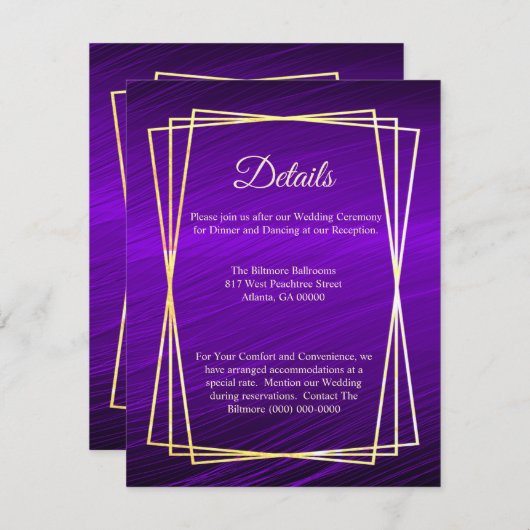Moderne Lila Goldrahmen Begleitkarte (Vorne/Hinten)