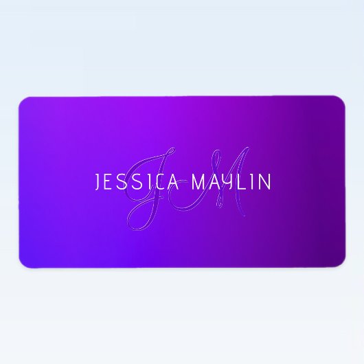 Moderne Lila Gradientenbezeichnung und Monogramm Adressaufkleber