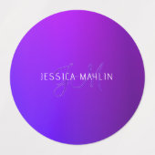 Moderne Lila Gradientenbezeichnung und Monogramm Etiketten (Design 2)