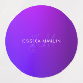 Moderne Lila Gradientenbezeichnung und Monogramm Etiketten (Design 1)