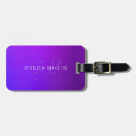 Moderne Lila Gradientenbezeichnung und Monogramm Gepäckanhänger