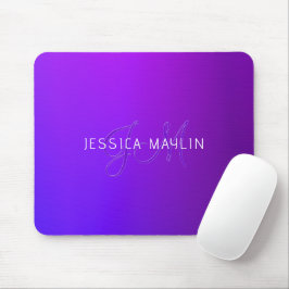 Moderne Lila Gradientenbezeichnung und Monogramm Mousepad