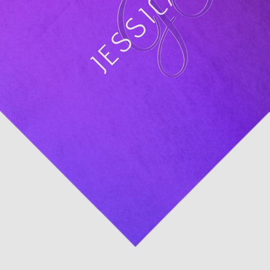 Moderne Lila Gradientenbezeichnung und Monogramm Seidenpapier (Ausschnitt)
