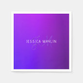 Moderne Lila Gradientenbezeichnung und Monogramm Serviette (Vorderseite)