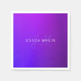 Moderne Lila Gradientenbezeichnung und Monogramm Serviette