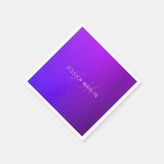 Moderne Lila Gradientenbezeichnung und Monogramm Serviette (Ecke)
