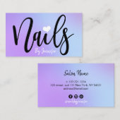 Moderne lila Gradientennails Visitenkarte (Vorne/Hinten)