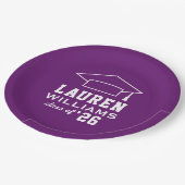 Moderne Lila Graduierungspartei Pappteller (Schrägansicht)