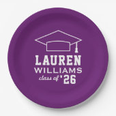 Moderne Lila Graduierungspartei Pappteller (Vorderseite)