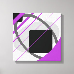 Moderne Lila, grauschwarz-weiß gestreifte Canvas Leinwanddruck