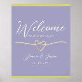 Moderne Lila Grüne Hochzeit Willkommen Poster (Vorne)
