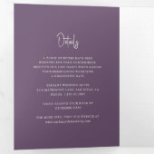 Moderne Lila handgeschriebene Skripte Elegante Hoc Dreifach Gefaltete Einladung (Innen Erste Seite)
