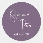 Moderne Lila handgeschriebene Skripte Elegante Hoc Runder Aufkleber (Vorderseite)