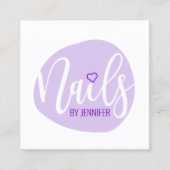 Moderne lila Herznägel Quadratische Visitenkarte (Vorderseite)