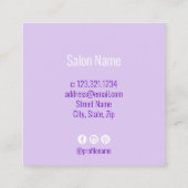 Moderne lila Herznägel Quadratische Visitenkarte (Rückseite)