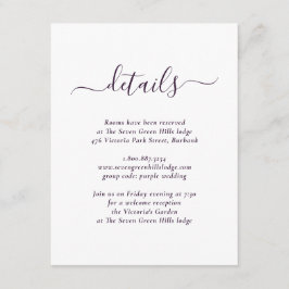 Moderne Lila Hochzeit Begleitkarte