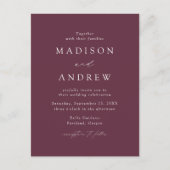 Moderne Lila Hochzeit Einladungspostkarte (Vorderseite)