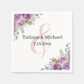 Moderne lila Hochzeit in Rosa Serviette (Vorderseite)