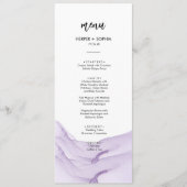 Moderne Lila Hochzeit Menükarte (Vorderseite)