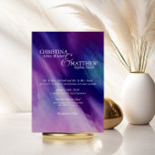 Moderne Lila Hochzeit mit Wasserfarbe Einladung