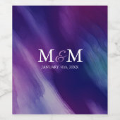 Moderne Lila Hochzeit mit Wasserfarbe Weinetikett (Einzelnes Label)