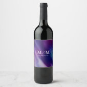 Moderne Lila Hochzeit mit Wasserfarbe Weinetikett (Vorderseite)