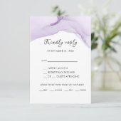 Moderne Lila Hochzeit RSVP Karte (Stehend Vorderseite)