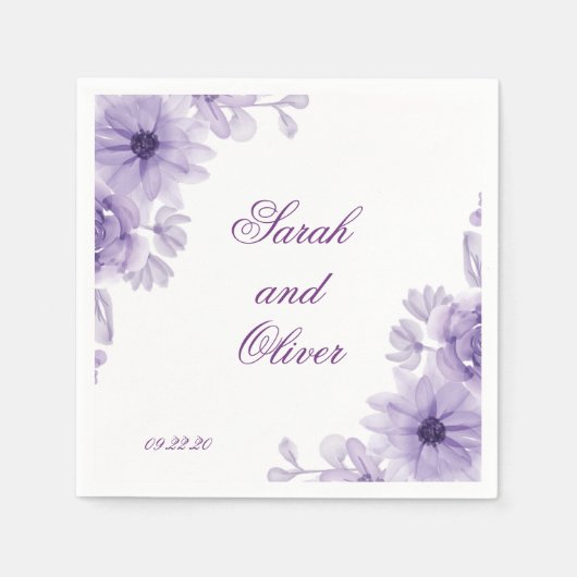 moderne Lila Hochzeit Serviette (Vorderseite)