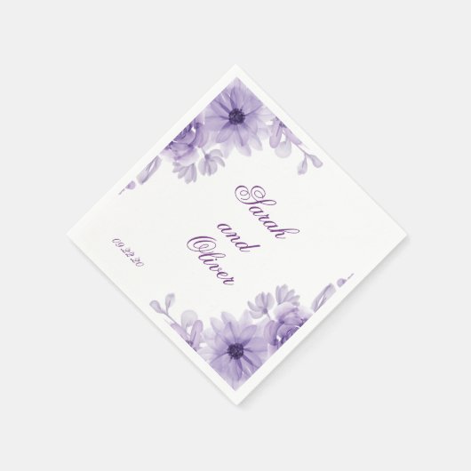 moderne Lila Hochzeit Serviette (Ecke)