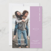 Moderne Lila Hochzeit spart das Datum Save The Date (Vorderseite)