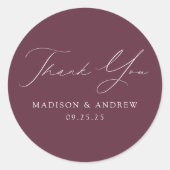 Moderne Lila Hochzeit Vielen Dank Runder Aufkleber (Vorderseite)
